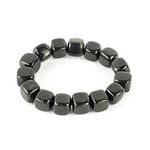 Karelian Heritage Shungite Stretchy Bracelet with Big Tumbled Beads | Natural Semi-Precious Black Stone Jewelry | Protective Powerful Defender Mineral | Spiritual Healing Chakra Balance Reiki SB12