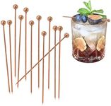 12Pcs Stainless Steel Fruit Sticks Cocktail Sticks Set, Reusable Drink Picks Appetizer Toothpicks Martini Glass Picks for Holiday Party Events(Rose Gold