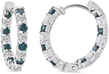 Shop LC Luxuriant Lab Grown Blue Diamond (IR) and Lab Grown White Diamond SI 1.85 ctw Midnight Ice Hoop Earrings in Rhodium Over Sterling Silver Christmas Gifts
