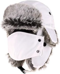CHOK.LIDS Waterproof Winter Trappers Unisex Premium Strength Ushanka Ear Flap Chin Strap Cold Weather Outdoor (White)