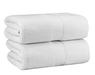 COTTON CRAFT - 2 Pack Luxuriously Oversized Hotel Bath Sheet - White - 100% Ringspun Cotton - 40x80 - Heavy Weight 700 Grams - 2 Ply Construction - Highly Absorbent - Easy Care Machine Wash