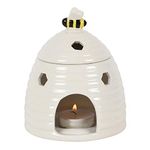 Whimsical White Beehive Oil Burner - 14cm x 11cm (1 Pack) - Adorable Ceramic Design with Sweet Bee Accent - Suitable for Fragrance Oils and Wax Melts