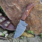 Grace Knives Handmade Hunting Knife Damascus Steel Fixed Blade Knife 8 Inch Skinner Knife with Leather Sheath G-2020 (Rose Wood)