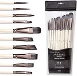 10pcs Artist Paint Brush Set, Short Handle Multi-Functional Brushes for Oil Painting, Watercolor, Acrylic Beginner or Professional, Kids or Adults