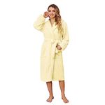 HEARTNICE Fuzzy Soft Robes for Women, Long Plush Hooded Robe Fluffy Warm Bathrobes(Light Yellow,L/XL)