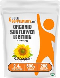 BulkSupplements.com Organic Sunflower Lecithin Powder - Sunflower Lecithin Supplement, Lecithin Powder Food Grade - Vegan & Gluten Free, 2400mg per Serving, 500g (1.1 lbs) (Pack of 1)