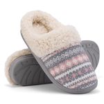 Evshine Warm Knit House Slippers for Women Comfy Fleece Lined Winter Slippers with Memory Foam and Indoor Outdoor Soles, Pink, 11-12