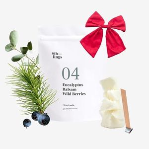 Siblings Essentials, Candle Refill Kit, DIY Candle Kit (No 04: Eucalyptus, Balsam, Wild Berries) - Eco-Friendly Candle Refill, Clean Fragrance and Essential Oils, Coconut and Soy Wax