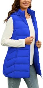 MODERN BUBBLE Long Puffer Vest Women with Hood Lightweight Packable Sleeveless Vest for Spring, Fall & Winter(US, Alpha, 3X-Large, Regular, Regular, Royal Blue-Fleece-lined)
