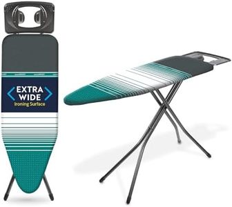 Minky York Ironing Board with Extra Wide Ironing Surface | Made in UK | Freestanding Ironing Board with Scorch Resistant Cover – 48" x 17" (Black)