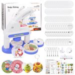 Badge Maker, 35-55mm (1.37-2.16 inch) DIY Pin Maker Machine, Badge Machine Punch Kit with 36pcs Badge Parts Picture Cutters for Parents & Teachers, Craft Tool for Home School Classroom - Blue