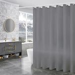 WOODFIB Shower Curtain, 100% PEVA Waterproof Anti-Mould Proof Resistant, Quick-Drying, Washable Bathroom Curtain, Includes 12 Pcs Curtain Hooks, 180 x 200 cm (Grey)