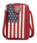 Montana West Women's Patriotic Studded Tote Satchel Handbags Concealed Carry Purse Crossbody Bags, Phone Wallet Red, S