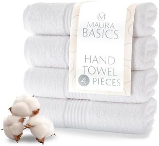 MAURA Basics Hand Towels for Bathroom with Hanging Hook Loops. Soft, Durable, Long Lasting and Absorbent Hand Towel Sets for Bathroom, American Standard Size 16"x28", White