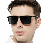 MARE AZZUEO Large Square Sunglasses Readers +4.0 Men Outdoor Big Sun Reading Glasses 1.0 1.25 1.5 1.75 2.0 2.25 2.5 2.75 3.0 3.5 4.0 (Black, 4.00)