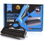 Wooflix 2-in-1 Hair Brush for Dogs | Dog Brush for Grooming | Dual Head Deshedding and Dematting Steel Dog Comb | Cat Grooming Kit Brushes | Pet Grooming Brush for Dogs & Cats | Pet Hair Remover Brush