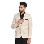 TAHVO Men's Single Breasted Regular Fit Blazer for Occasion, Weddings, Party (Beige, 40)