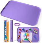 Silicone Art Mats for Kids, Silicone Craft Mat with Lip to Keep Clean, Play Sand Mat for Kids 24"x16" Mat (Purple)