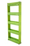 ATTRO Slim Rack 5 Layer Rack Made with Heavy Plastic Material Lightweight, Foldable and Portable Simple Assembly Comes with Movable Wheels Perfect for Kitchens Storage Organizer,Homes,Offices-Green