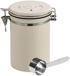 Joywoof Airtight Stainless Steel Coffee Canister,1.8L Coffee Bean Storage Container with Date Tracker and Scoop for Coffee Beans, Grounds, Tea, Flour, Cereal, Sugar, Large (White)