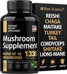 Mushroom Supplement - Shiitake Mushrooms & Lions Mane Supplement Capsules - Nootropic Mushroom Complex with Reishi, Turkey Tail & Chaga Extract - Brain Supplements for Memory and Focus - 60 Caps