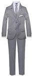 Johnnie Lene Formal Boys Slim Skinny Fit Suit 6 Piece Dresswear, Gray, 18