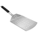 Navaris Stainless Steel Pizza Peel - Pizza Paddle with Folding Handle for Indoor/Outdoor Kitchen Oven Grill Gourmet Pizza Bread Baking 46 x 18 cm