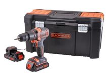 Black & Decker 18V Cordless Combi Drill X2 Battery Toolbox Accessories BCD700S2K