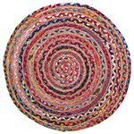 Kuber Industries Handmade Braided Area Rug|Organic Natural Jute Door Mat|Carpet for Bedroom,Living Room,Dining Room,65x65 cm,(Multicolor)