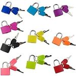 GXXMEI 10PCS Suitcase Locks with Keys, Small Luggage Padlocks Metal Padlocks Mini Keyed Padlock for School Gym Classroom Matching Game (10 Colors)