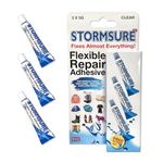 Stormsure Flexible Repair Adhesive: 3 x 5g Clear Glue - Highly Durable, Waterproof Glue for All Repairs