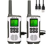 Retevis RT45 Walkie Talkie, Rechargeable Walkie Talkie for Adults Long Range, PMR446 16 Channels, With AA Battery LED Torch Walkie Talkies for Family Hiking, Outdoor(Silver, 2Pcs)