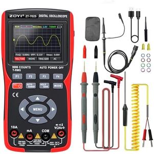 ZNZHNSI 702S 2 in 1 Handheld Digital Automotive Oscilloscope Multimeter, Single Channel 10MHZ Bandwidth,64Kbyte Record Length,48MSa/s High Sampling Rate，amp ohm Volt Meter Tester、Voltage/Current Test