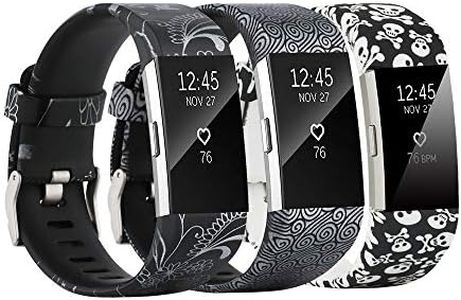 3 Pack Charge 2 Straps Compatible with Fitbit Charge 2 Watch Bands Strap Bracelet for Men Women Charge 2 Watchband Replacement Accessory Soft Silicone Colorful Pattern Wristbands for Slim Wrist