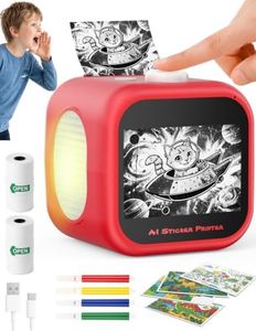 AI Voice Sticker Printer Box, No Phone App Needed, Power on & Print by Voice, Ink-Free Thermal Printing Machine, 3 Art Modes, Journaling & DIY Crafts, 3.5" Touch Screen, Birthday Gift for Kids Ages 3+