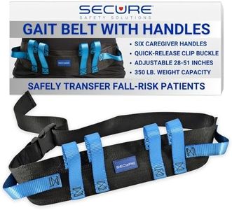 Secure STWB-52 Transfer and Walking Gait Belt with Handles and Quick Release Clip Buckle - Patient Lift Belt Standing Assist Aid for Seniors, Elderly, Caregiver, Nurse, Physical Therapy