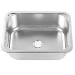 RV Sink, for Camper Van Yacht Boat Square 345x245x136mm 304 Stainless Steel Flush Mounted Hand Wash Basin Sink with 40mm Drain