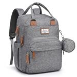 RUVALINO Diaper Bag Backpack - Multifunction Waterproof Travel Backpack, Baby Bag with Changing Pad & Stroller D-Ring & Pacifier Case - Travel Essentials & Baby Registry Search & Shower Gifts - Gray