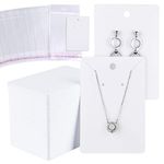 TUPARKA 180 Set Earring Holder Cards Necklace Display Cards with 180pcs Bags for Selling DIY Ear Studs, Earrings and Jewelry Display (White)