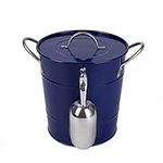 Hot Sale T586 Blue 4L Metal Double Walled Ice Bucket With Lid And Scoop