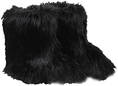 LVCOMEFF Kid Girl Boy Toddler Faux Fur Snow Boot with Fur Lining Winter Warm Outwear Furry Fluffy (black, numeric_9_point_5)