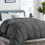 COHOME Oversized King Size Comforter, All-Season Quilted Down Alternative Duvet Insert, Luxury Hotel GentleSoft Comforter with Anti-Clump Tech & 8 Tabs - Reversible - Dark Grey 98 x116 inches