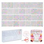 FZIIVQU 1450 Pieces Letter Beads, 28 Styles Acrylic 4x7mm Round Letter Beads Kits, Alphabet Beads A-Z Heart Pattern Beads and Number Beads for Bracelets Necklaces DIY Jewelry Making