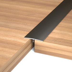NeatiEase T Molding Floor Transition Strip, Aluminum Laminate Floor Strip Floor Flat Divider Strip for Joining Floor Gaps, Threshold, Floor Tiles, Black, 4ft x 1.6in (3pcs)