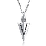 GMXLin Arrowhead Cremation Spear Point Urn Necklace for Ashes Men Women Dad Mom Grandpa Stainless Steel Memorial Keepsake Pendant with Chain Funnel