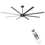 Ohniyou 96'' Large Industrial Ceiling Fan, Black Shop Ceiling Fan with Remote Control, Reversible DC Motor, 8 Metal Blades, 6 Speed, Indoor/Outdoor Commercial Ceiling Fan for Shop Patio Garage Porch