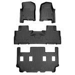 MAXLINER Car Mat Floor Mats 3 Row Liner Set Black for 07-10 Expedition ELNavigator L with 2nd Row Bucket Seats without Console