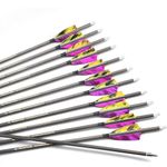 12pc 28-Inch 400-Spine Arrow Removable Tips Targeting Hunting Arrow Turkey Feather 3 Inch Feathered Carbon Arrows for Traditional Bow Long-Bow Compound Bow Recurve Bow Adult Youth Archery Camo