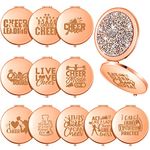 Sintuff 12 Pcs Cheer Gifts for Cheerleaders Cheerleading Compact Mirror Bulk Cheer for Coach Cheerleader Gifts Folding Pocket Cosmetic Purse Mirror for Cheer Team Mirror Accessories (Rose Gold)