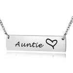 ENSIANTH Auntie Necklace Aunt Gift Bar Necklace from Nephew Niece Birthday Gift for Auntie (Auntie)